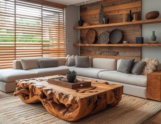 Transformer sa décoration de salon avec le naturel du bois